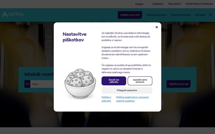 Screenshot of arriva.si