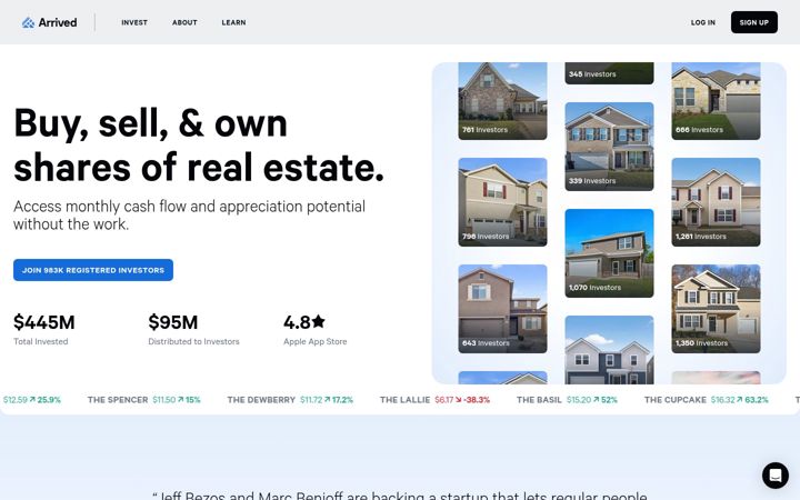 Screenshot of arrived.com