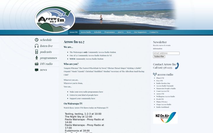Screenshot van arrowfm.co.nz