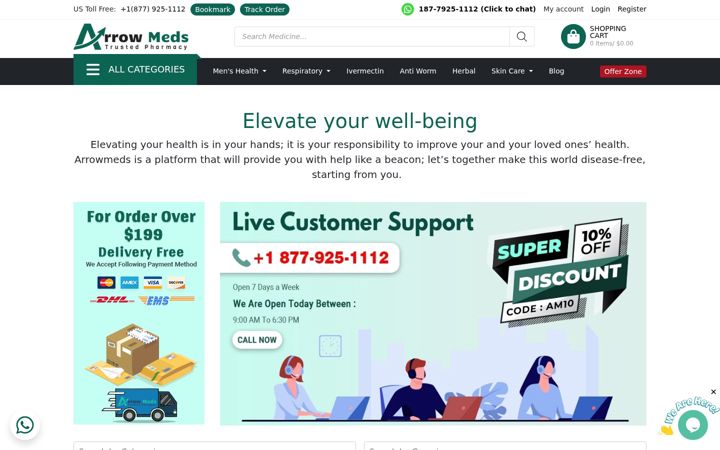 Screenshot of arrowmeds.com