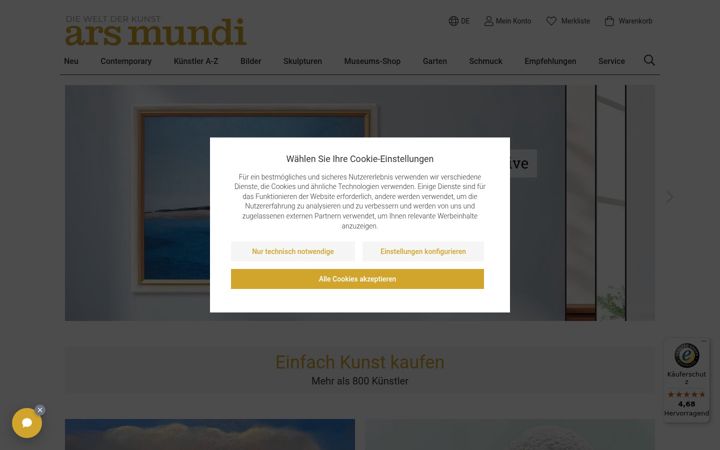 Snímek obrazovky arsmundi.de