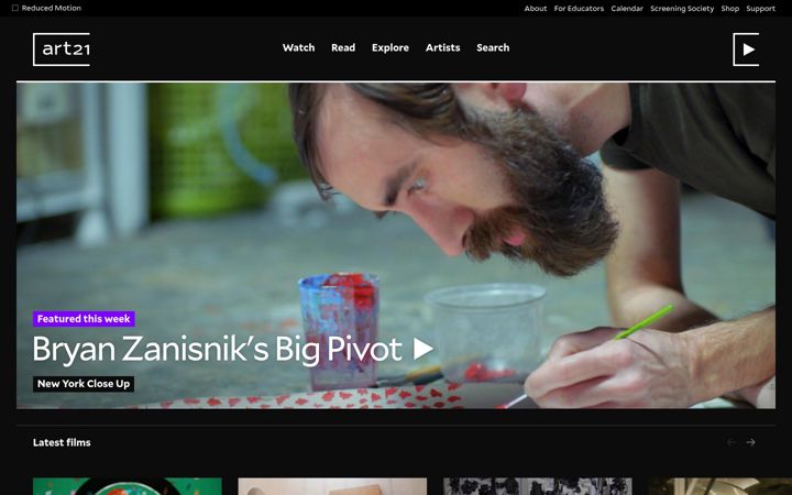 Screenshot of art21.org