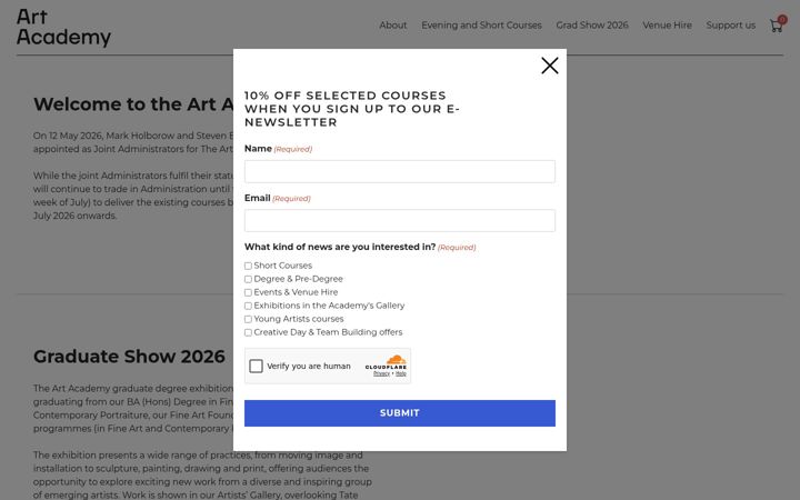 Screenshot of artacademy.ac.uk