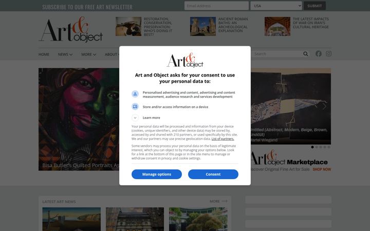 Screenshot of artandobject.com