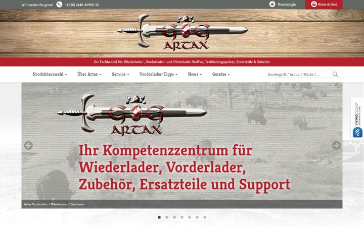 Screenshot von artax-vorderlader.de