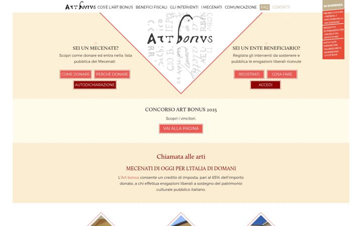 Screenshot of artbonus.gov.it