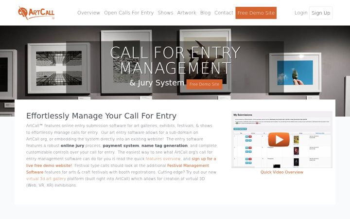 Screenshot of artcall.org