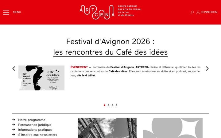Screenshot of artcena.fr