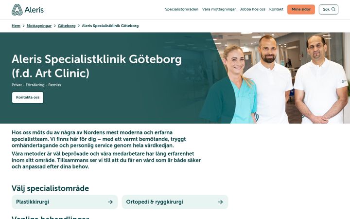 Zrzut ekranu artclinic.se