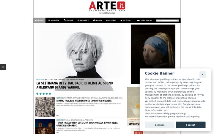 Screenshot of arte.it