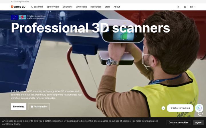 Screenshot of artec3d.com