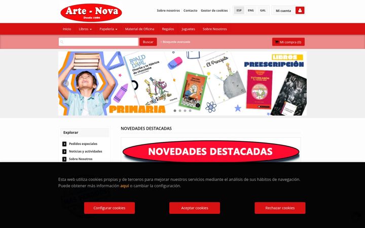 Screenshot of artenovalibreria.com