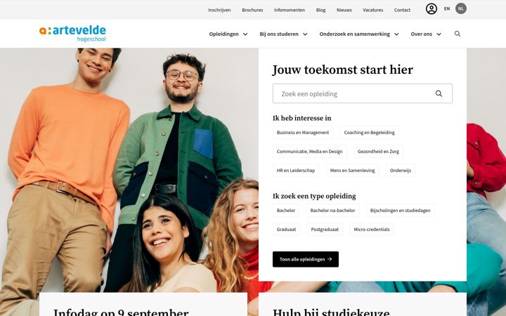Screenshot of arteveldehogeschool.be