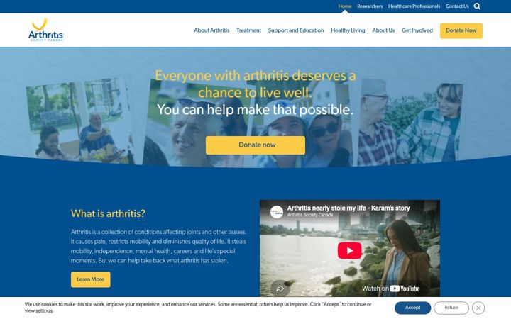 Skærmbillede af arthritis.ca