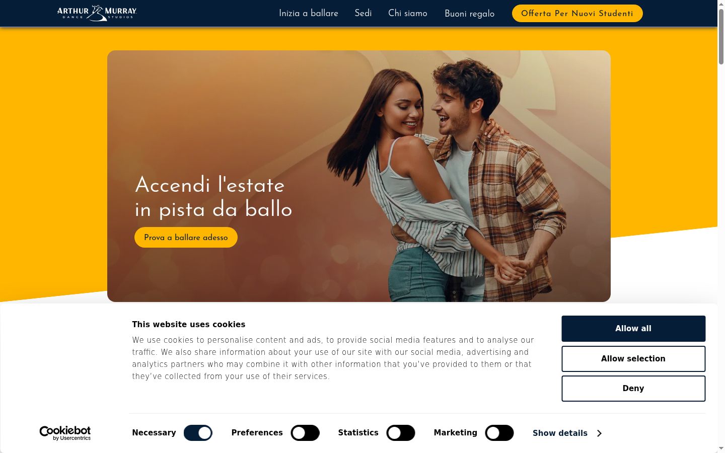 Captura de pantalla del banner de consentimiento mostrado antes de cualquier interacción