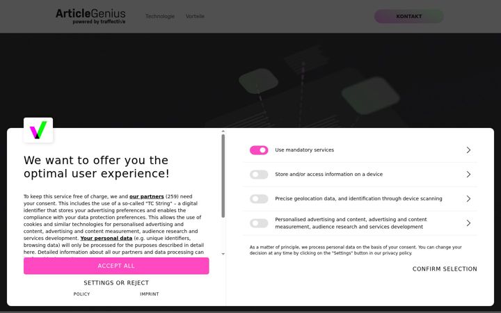 Screenshot of articlegenius.ai