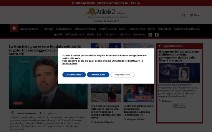 Screenshot von articolo21.org