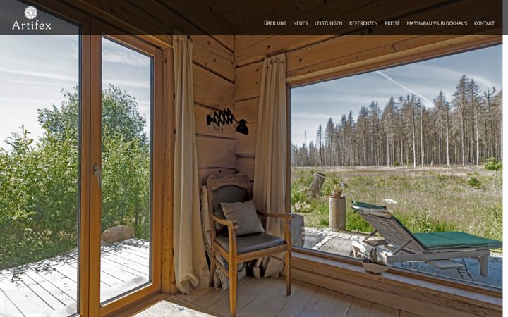 Skjámynd af artifex-blockbau.de