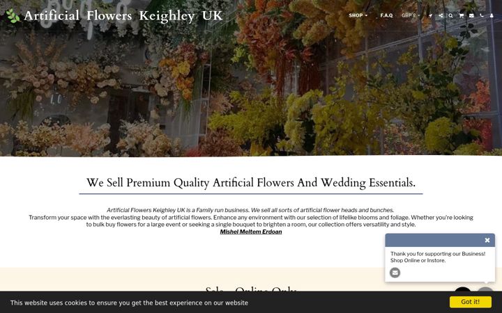 Screenshot του artificialflowerskeighley.co.uk
