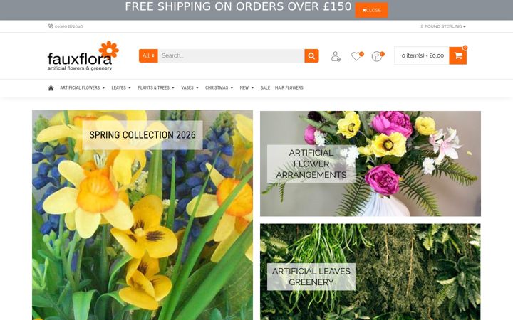 Screenshot του artificialflowersupplies.co.uk