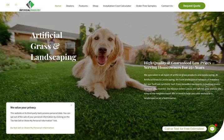 Screenshot του artificialgrass.biz