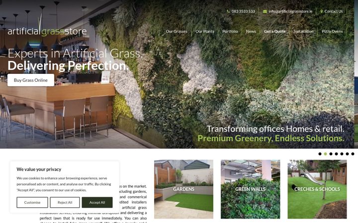 Screenshot του artificialgrassstore.ie