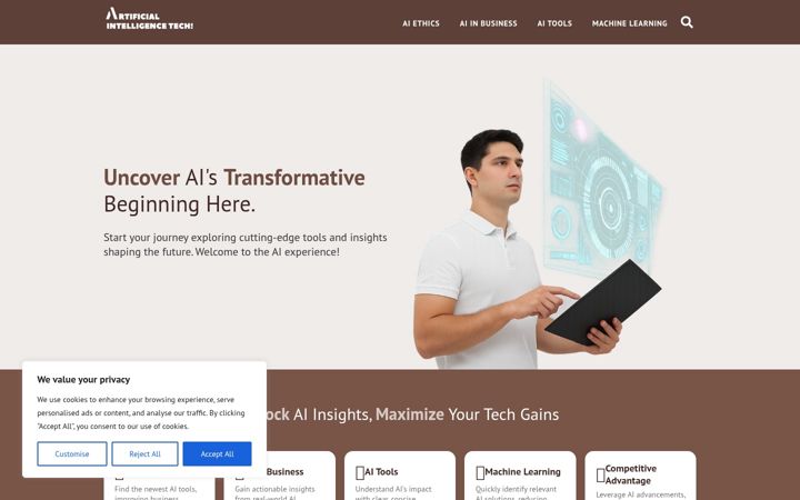 Posnetek zaslona artificialintelligencetechs.com