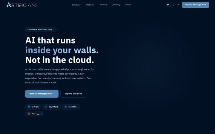 Posnetek zaslona artificians.com