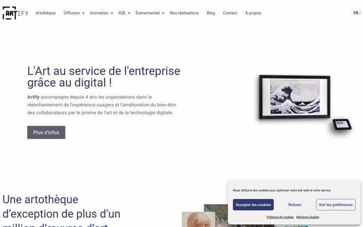Posnetek zaslona artify.fr