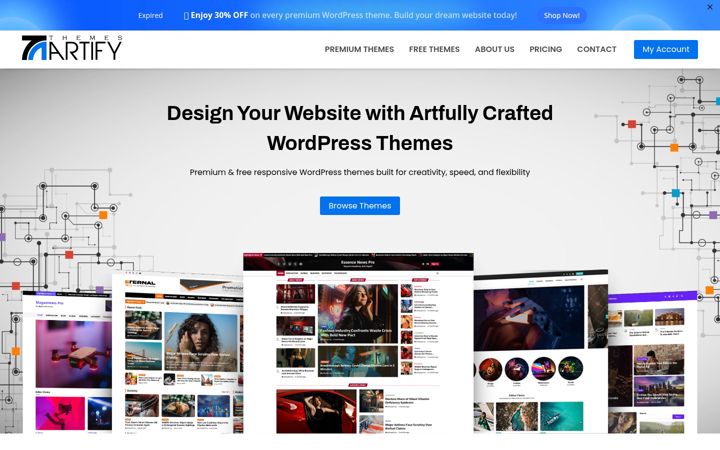 Screenshot of artifythemes.com