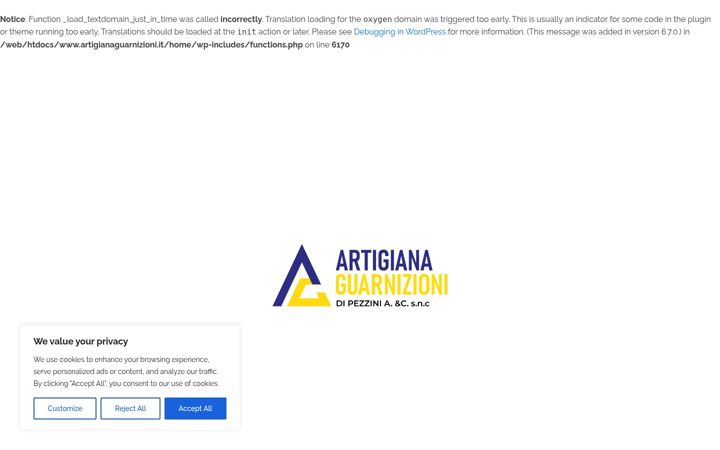 Ekrano kopija artigianaguarnizioni.it