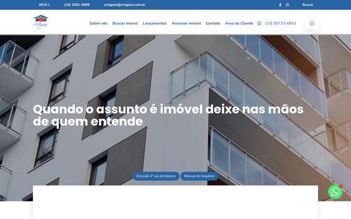 Ekrano kopija artigiani.com.br