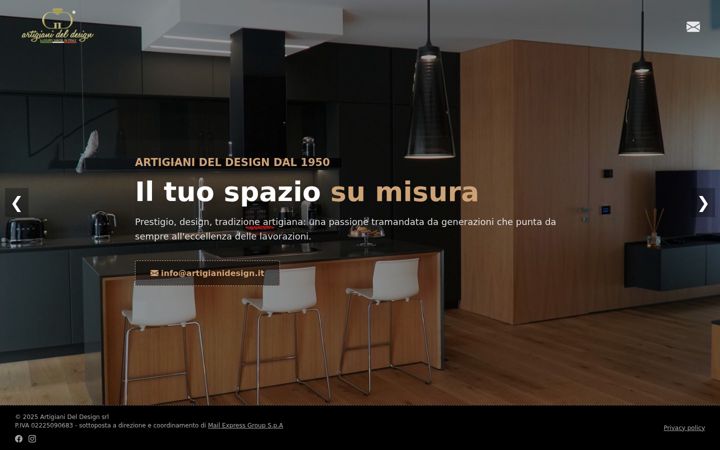 Screenshot stránky artigianidesign.it