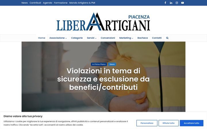 Екранна снимка на artigianipiacenza.it