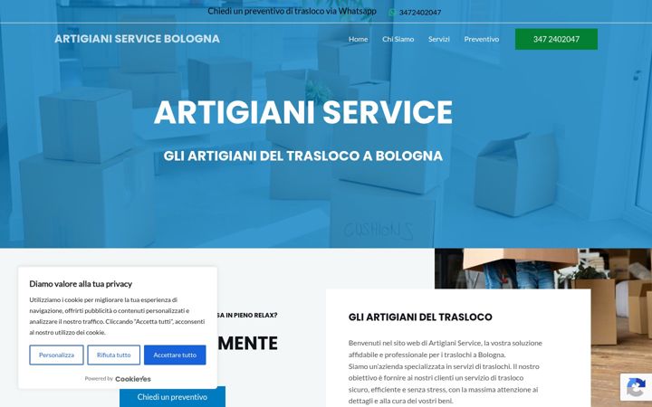 Екранна снимка на artigianiservicebo.it