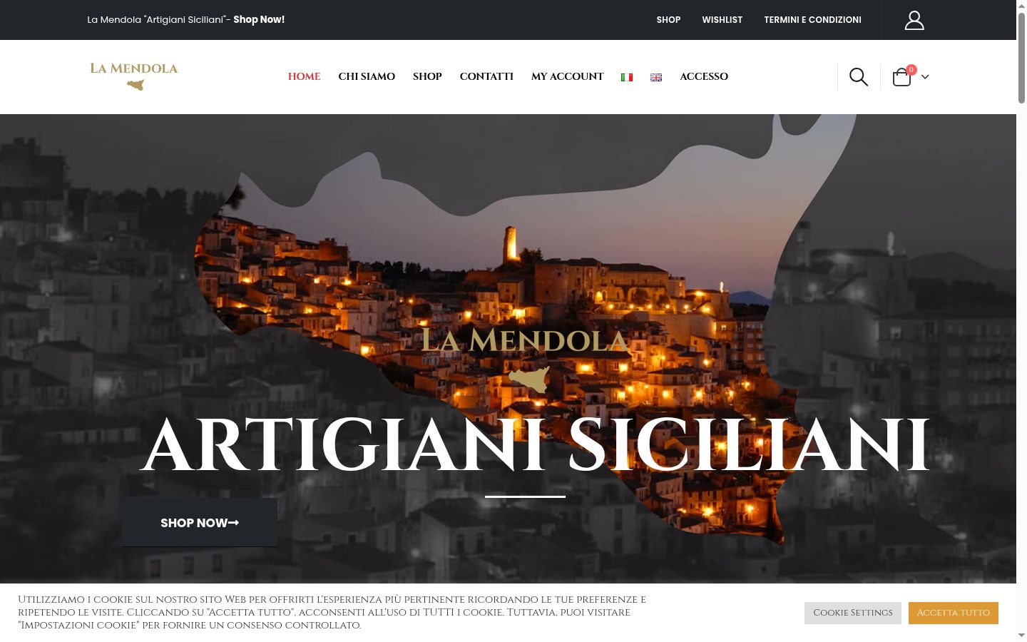Screenshot del banner di consenso mostrato prima di qualsiasi interazione