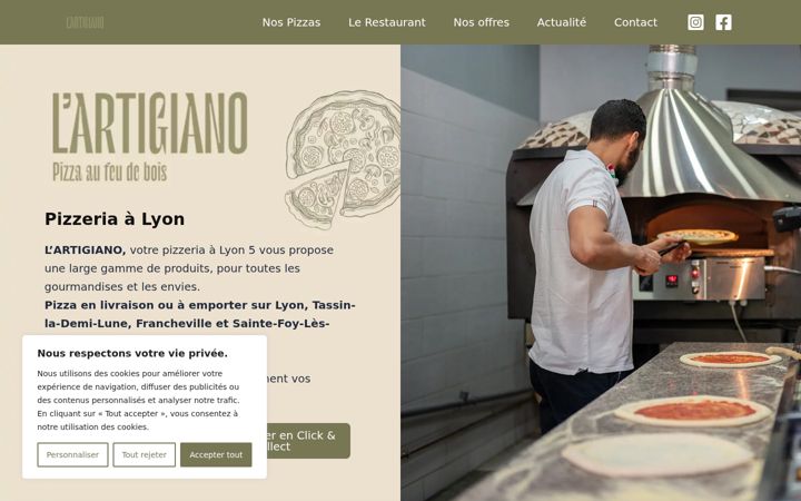 Екранна снимка на artigiano-pizzeria.fr