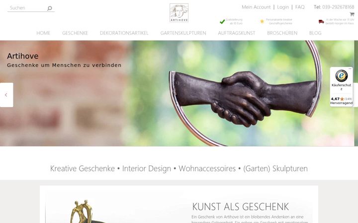 Screenshot van artihove.com