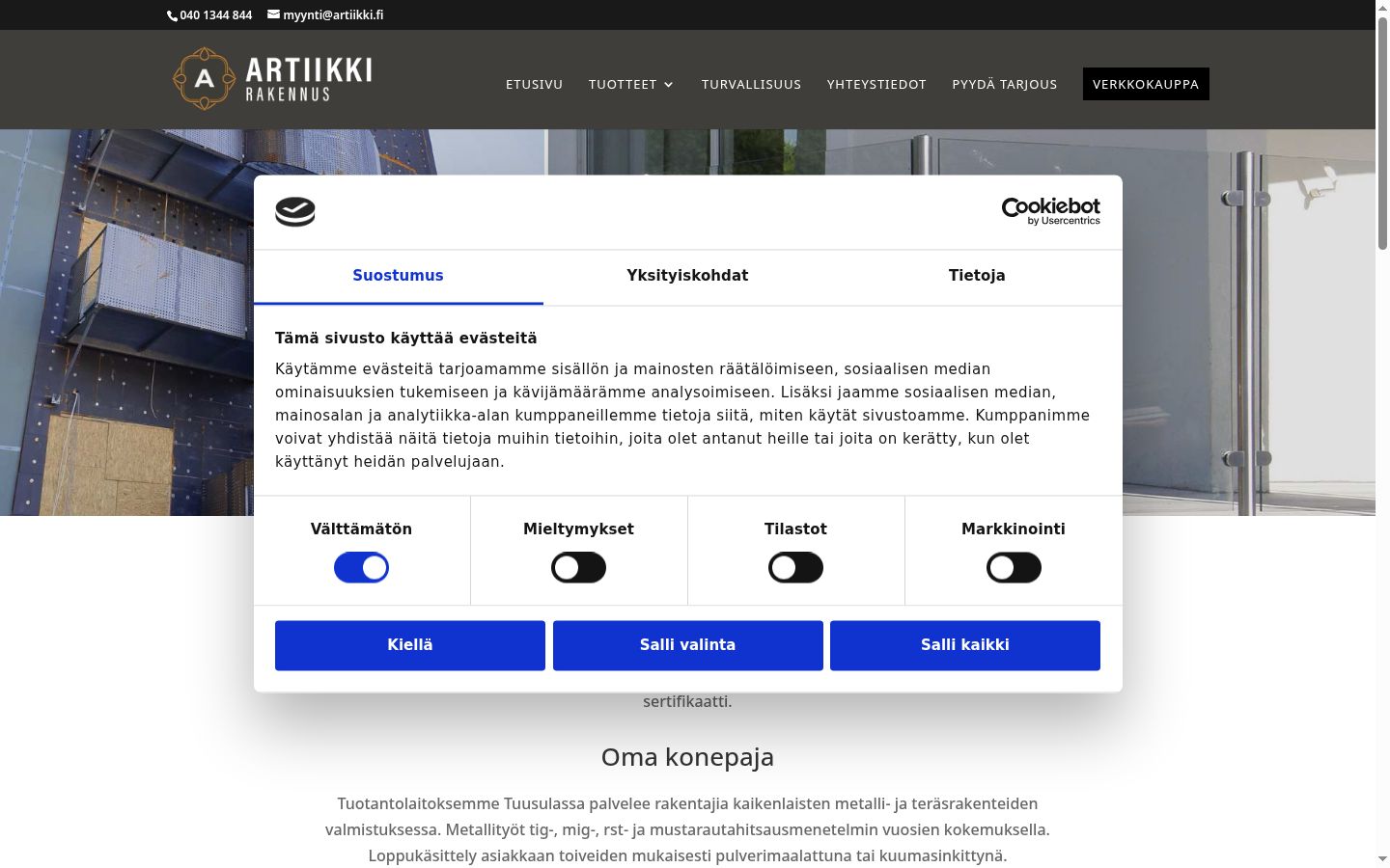 Posnetek zaslona pasice za privolitev, prikazane pred kakršno koli interakcijo
