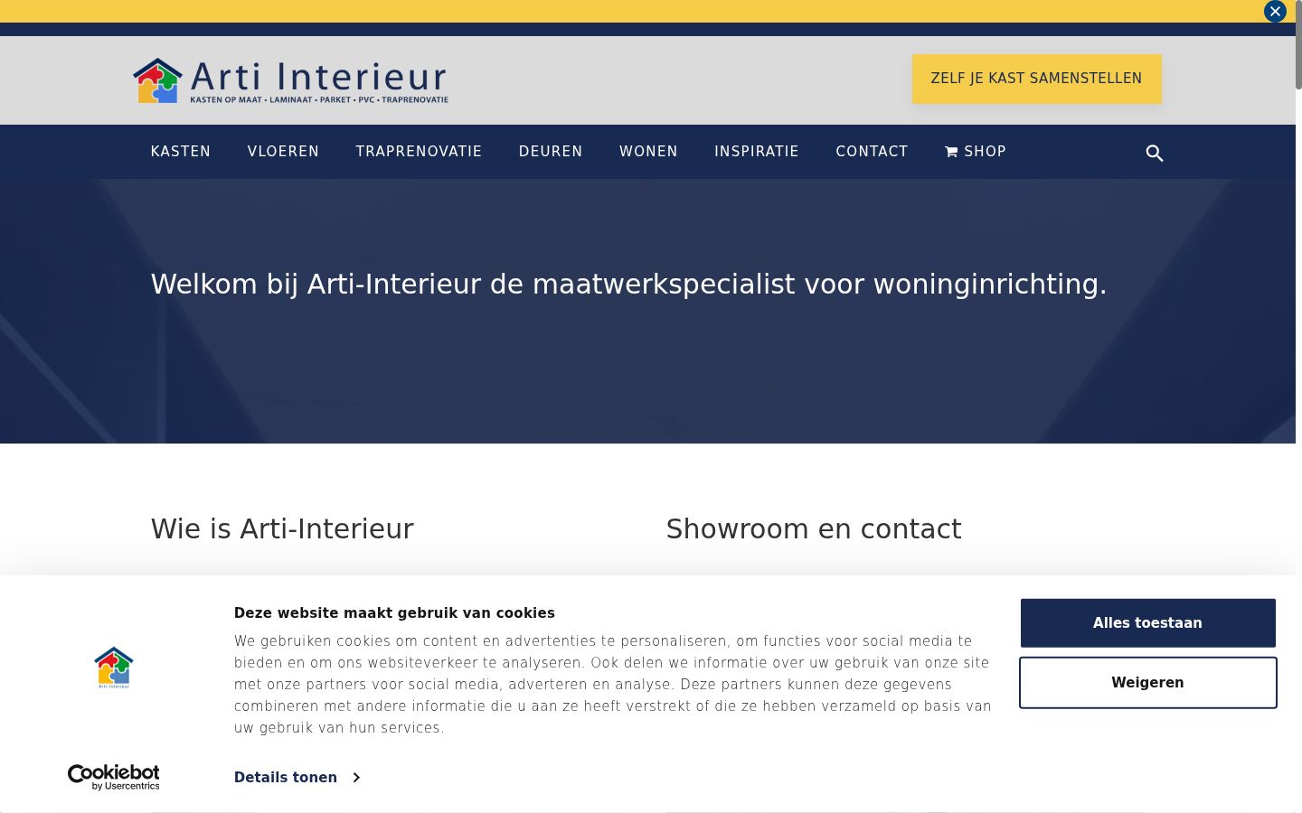 Screenshot van de toestemmingsbanner zoals getoond vóór enige interactie