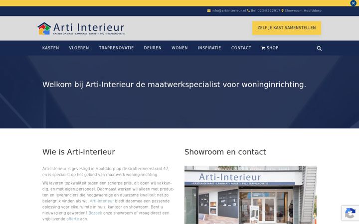 Screenshot van artiinterieur.nl