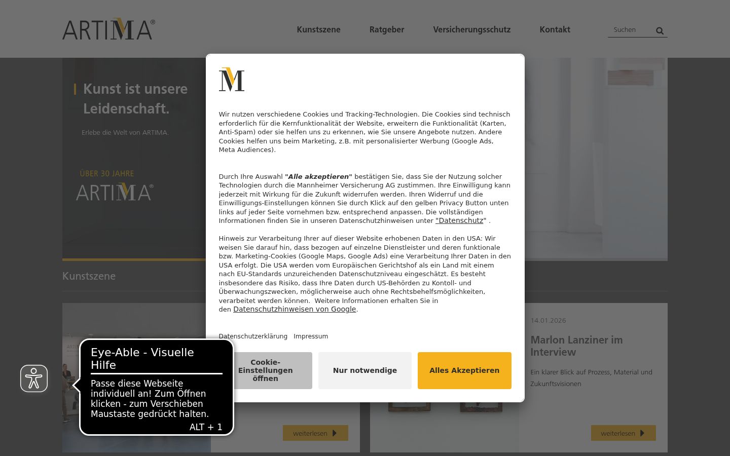 Captură de ecran a bannerului de consimțământ afișat înainte de orice interacțiune