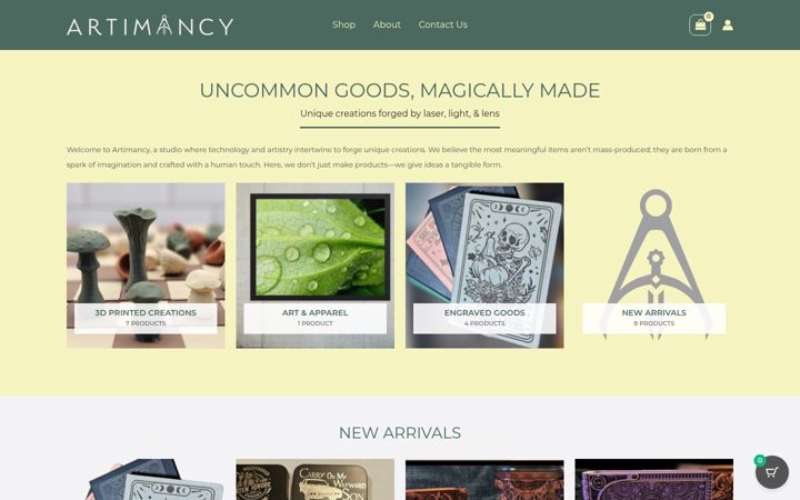 Screenshot ta' artimancy.com