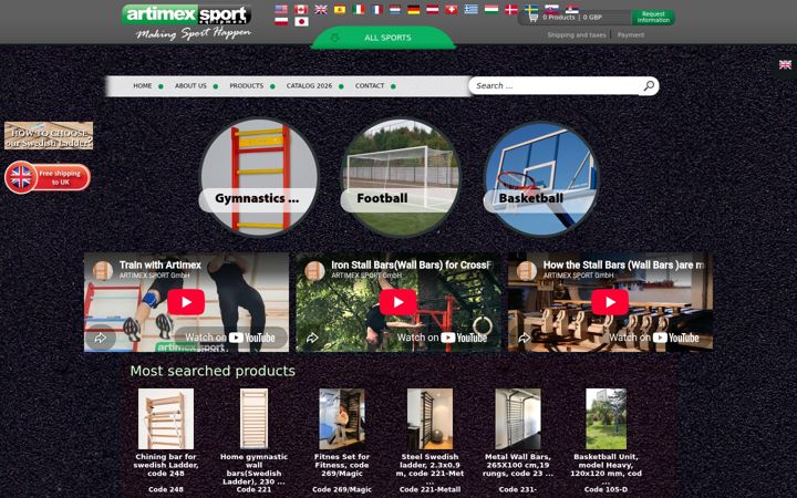 Posnetek zaslona artimex-sport.com