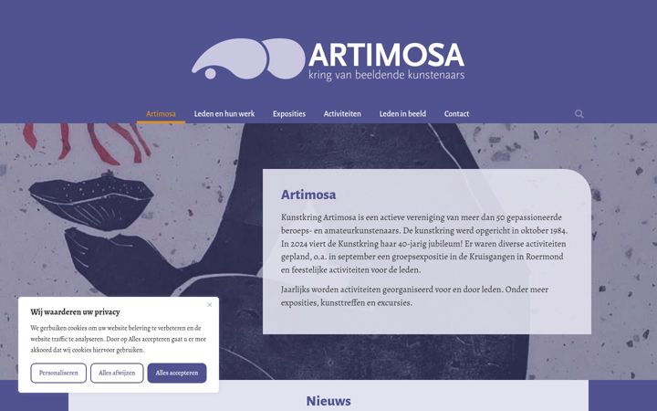 Screenshot stránky artimosa.nl