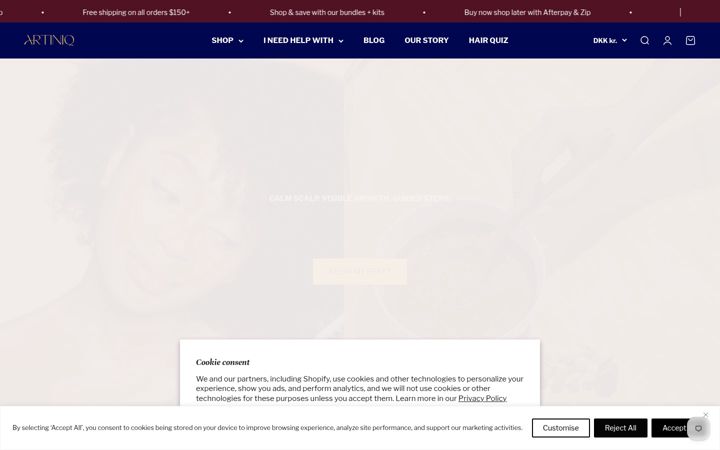 Screenshot ta' artiniq.com