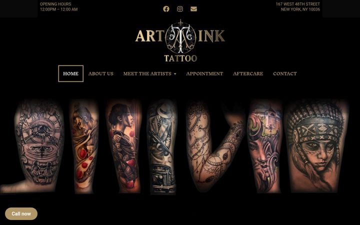 Screenshot ta' artinktattoostudio.com