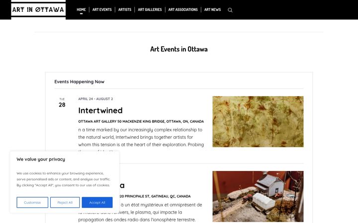 Screenshot of artinottawa.org
