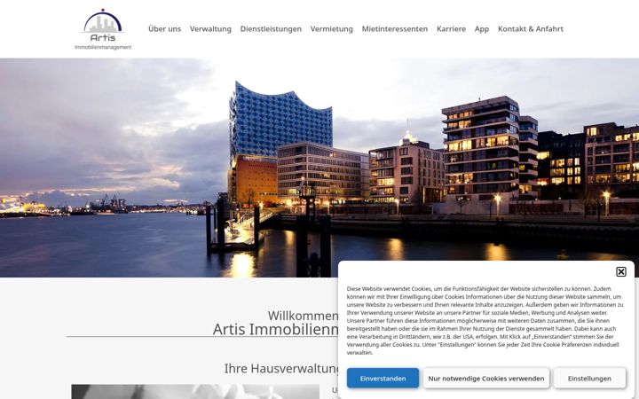 Capture d'écran de artis-hausverwaltung-hamburg.de