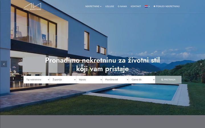 Screenshot of artis-nekretnine.hr